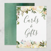カードとギフト サイン カード ラスティック グリー ネリー フラワーズ (正面/裏面)