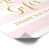 カードとギフト サイン ピンクのストライプ ゴールドのコンフェッティ (角)