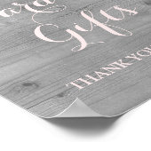 カードとギフト サイン ピンク ウォーターカラー フラワーズ ウッド (角)