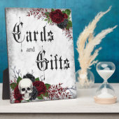 カードとギフト、スカルとバラ、ゴシック結婚の フォトプラーク (側面)