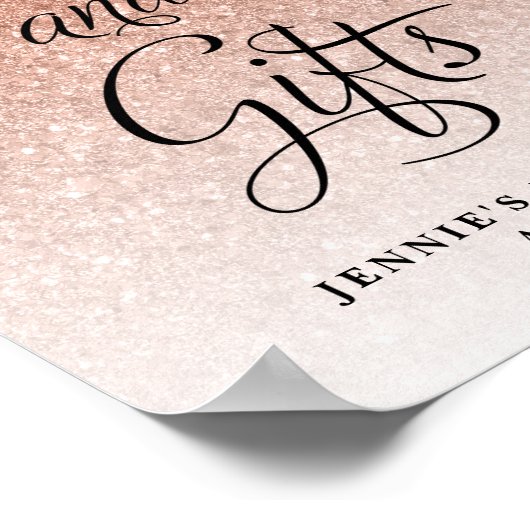 カードとギフト、バラ金ゴールドグリッター表示 ポスター (角)