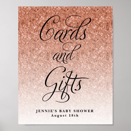 カードとギフト、バラ金ゴールドグリッター表示 ポスター (正面)