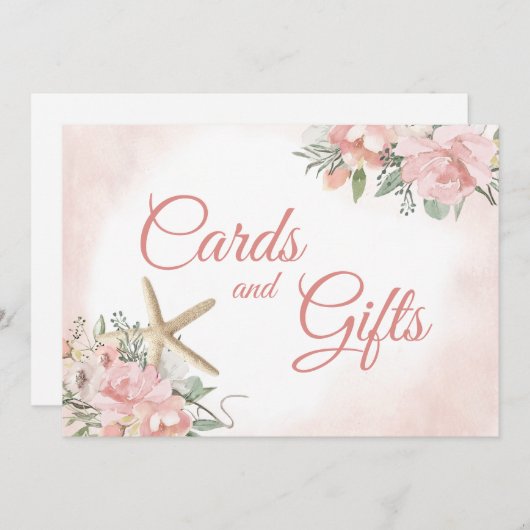 カードとギフト ビーチ フラワーズ 招待状 (正面/裏面)