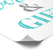 カードとギフト ベビーシャワー サイン 青 銀のドット (角)