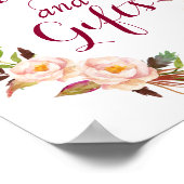 カードとギフト |ボホフローラリース結婚のサイン ポスター (角)