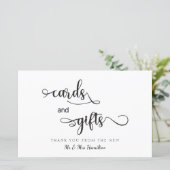 「カードとギフト」モダン白黒結婚のサイン (スタンド正面)