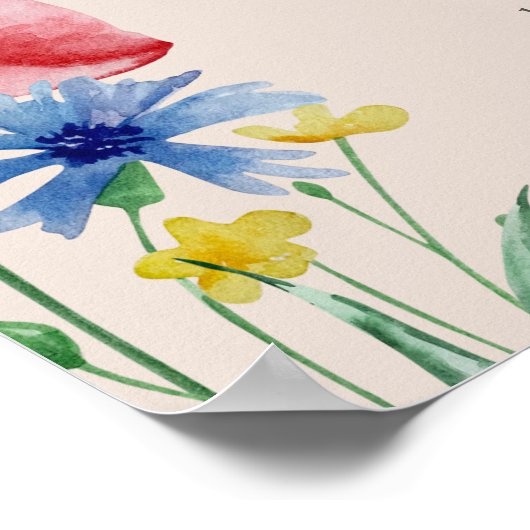 カードとギフト ワイルドフラワーチャーム ブライダルシャワー ポスター (角)