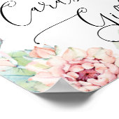 カードとギフト。水彩フローラ結婚サボテン ポスター (角)