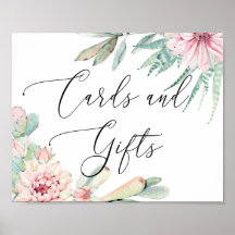 カードとギフト。水彩フローラ結婚サボテン