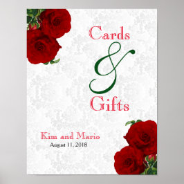 カードとギフト – 深いレッドローズ結婚ズ ポスター
