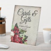 カードとギフト |濃い赤のフローラゴシック結婚の 台座サイン (インサイチュ)