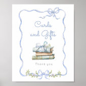 カードとギフト 青いリボン 新章ベビーシャワー ポスター (正面)