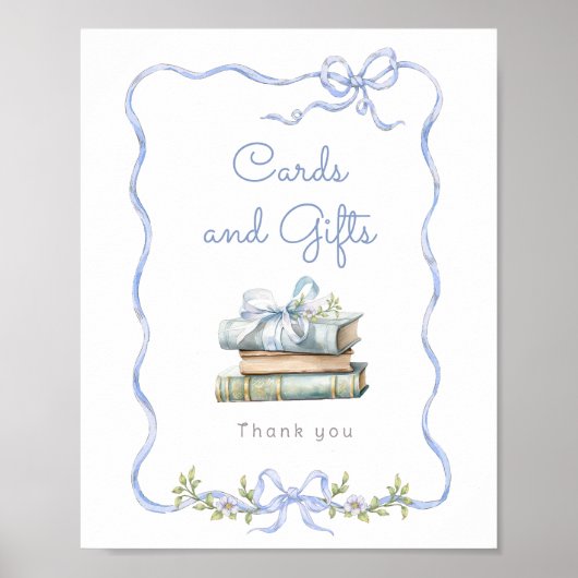 カードとギフトBlue bow新しいチャプター赤ちゃんシャワー ポスター (正面)