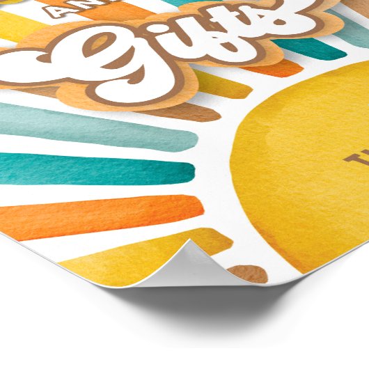 カードとギフトBoho Sunshine Boy赤ちゃんシャワーのサイン ポスター (角)