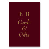 カードとギフトBurgundyモノグラムテーブルサイン テーブルナンバー (裏面)