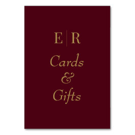 カードとギフトBurgundyモノグラムテーブルサイン テーブルナンバー