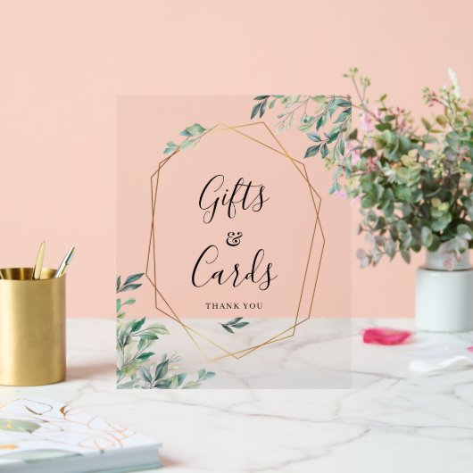 カードとギフトEucalyptus Script 結婚's アクリルサイン (ウェディング)