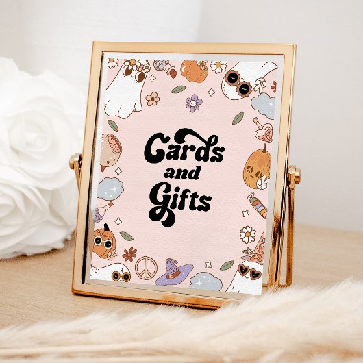 カードとギフトGroovyハロウィーン幽霊赤ちゃんシャワー ポスター