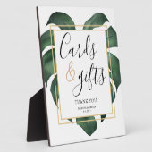 カードとギフトMonstera葉結婚のサイン フォトプラーク (側面)