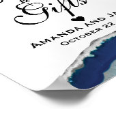 カードとギフトNavy 結婚 Blueのサイン |アゲート ポスター (角)