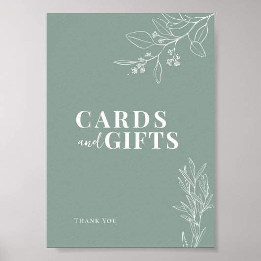 カードとギフトSage Green結婚のサイン ポスター (正面)