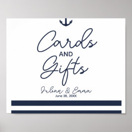 カードと航海のギフト結婚ネイビーブルー ポスター