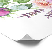 カードと贈り物のフローラ結婚ピンクのバラのサイン ポスター (角)