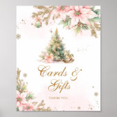 カードにギフト冬クリスマスツリー赤ちゃんシャワー ポスター (正面)