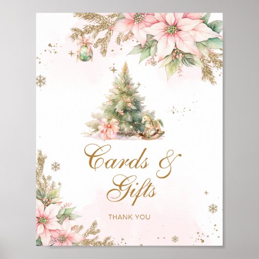 カードにギフト冬クリスマスツリー赤ちゃんシャワー ポスター (正面)