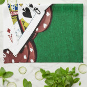 カードにグリーンテーブルのトランプのポーカーを示します キッチンタオル (折り畳み)