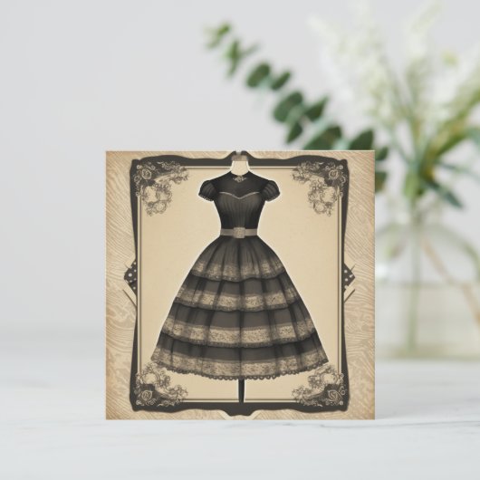 カードに黒い美しい:時間と汎用性に優れた 招待状 (スタンド正面)