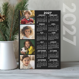 カードに4枚のフォトコラージュをプリントした2027年カレンダー 案内状