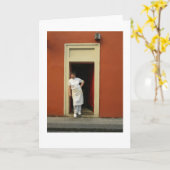 カードのための戸口のプラハの乾燥したブラシのシェフ カード (黄色い花)