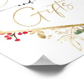 カードのギフトはクリスマスレッドの金ゴールド赤のシャワーに署名 ポスター (角)