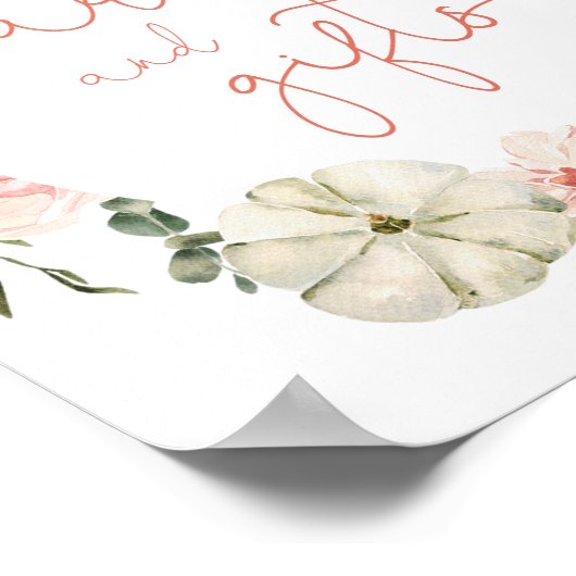 カードのギフトはパンプキン赤面ピンクの赤ちゃんシャワー ポスター (角)