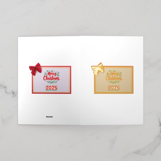 カードのクリスマス 箔グリーティングカード (外側レイダウン)