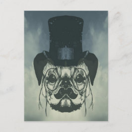カードの上にパグ氏 ポストカード
