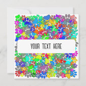 カードの上に犬の足のプリントをたくさん カード (正面)