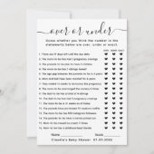 カードの上または下の赤ちゃんシャワーゲーム 招待状 (正面)