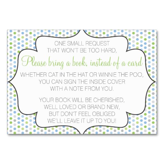 カードの代りに本を持って来て下さい テーブルナンバー (正面)