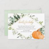 カードの代わりにカボチャの赤ちゃんシャワー緑の本 エンクロージャーカード (正面/裏面)