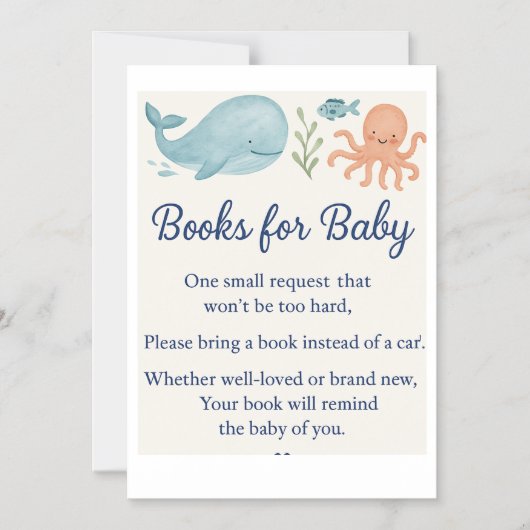 「カードの代わりに本を - ベビーシャワーの代わりに」 マグネット招待状 (正面)