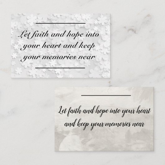 カードの挿入 – 悔やみや弔慰 – 弔意2 名刺 (正面/裏面)