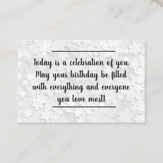 カードの挿入 – 誕生日メッセージ – 名刺 (裏面)