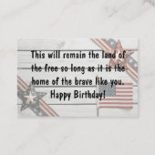 カードの挿入 – 退役軍人の日/中庭誕生日 名刺 (裏面)