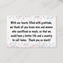 カードの挿入 – 退役軍人の日/中庭誕生日 名刺