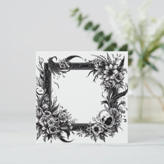 カードの空白のテンプレートゴシックフローラのカスタマイズ 招待状 (スタンド正面)