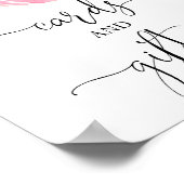 カードの贈り物サイン赤面ピンクのフローラ赤ちゃんシャワー ポスター (角)