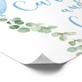 カードやギフトは青い風船の赤ちゃんシャワーにサイン ポスター (角)