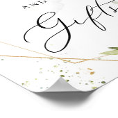 カードや贈り物が緑の葉の金ゴールド ポスター (角)